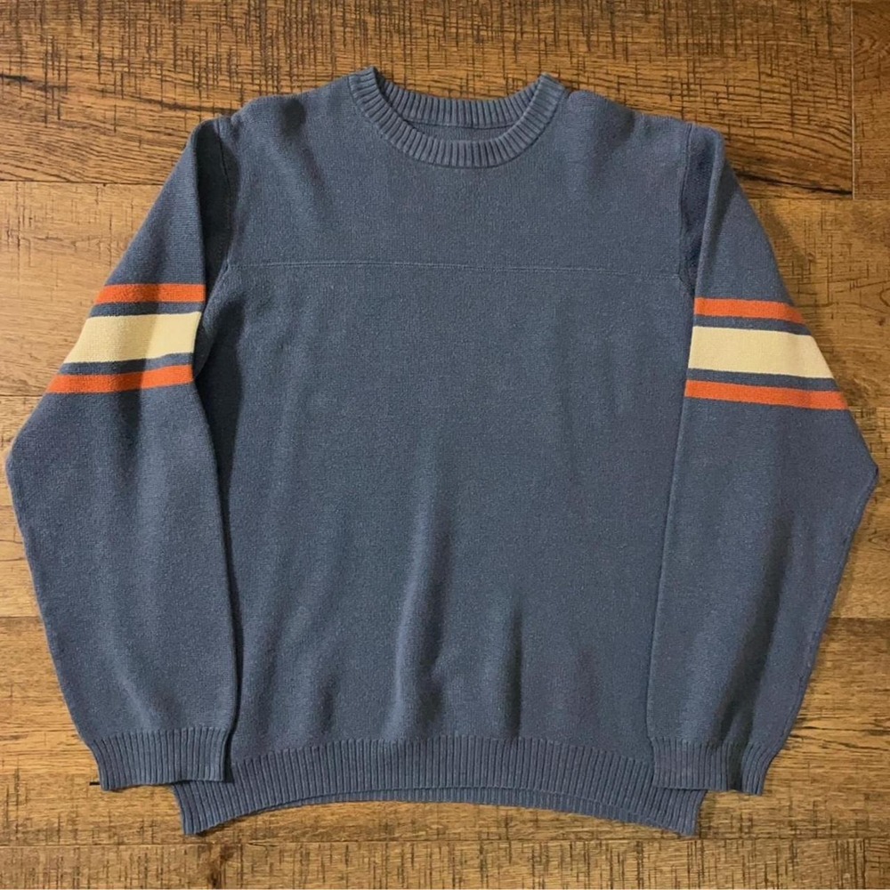 Urban Pipeline Sweater Mens S Navy Blue 90s Skater Striped Sleeve Crew Neck